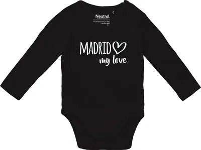 Produktbild von Huuraa Baby Body Madrid my love 74 Black  Baumwolle Fairtrade Langarmbody Geschenkidee