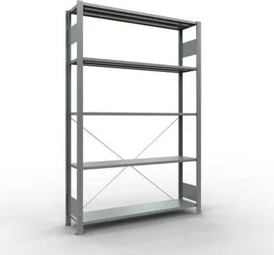 Produktbild von Schulte Fachbodenregal MULTIplus150 Stecksystem | Grundregal | HxBxT 200x130x30cm | 5 Ebenen | Fachlast 150kg | Verzinkt
