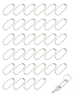 50 Kugelketten-Schlüsselanhänger, 12 cm, Edelstahl, silber