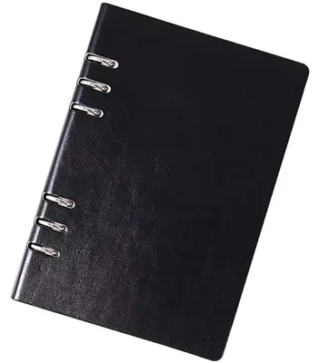 Zdjęcie produktu dla Notatnik w segmencie A5, okładka skórzana (PU), linia, format 14x21 cm, możliwość uzupełniania kartek, kolor czarny, 1 sztuka