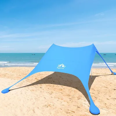 Productafbeelding van Strandtent, zonnescherm, UV-bescherming, UPF50, zandsak, 2.1x2.1m, blauw, professioneel model