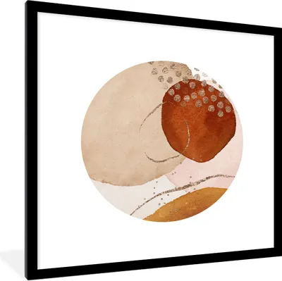 Produktbild von Poster mit Rahmen - Aquarell - Pastell - Gold - 40x40 cm - Poster mit zchwarzem Bilderrahmen
