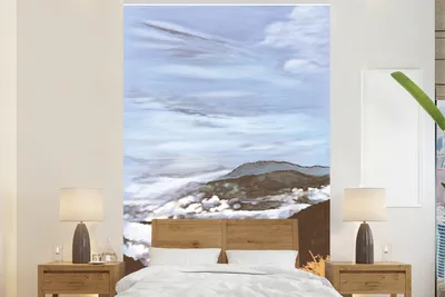 Produktbild von MuchoWow® Fototapete für Wohnzimmer oder Schlafzimmer Wandtapete Vinyl Motivtapete Wolken - Berg - Himmel - 200x300 cm - Wanddekorationen