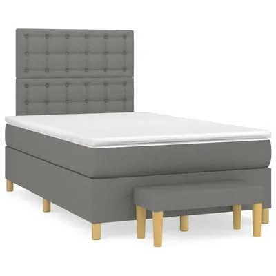 Zdjęcie produktu dla Łóżko Kontynentalne Z Materacem, Ciemnoszara Tkanina 120X200 Cm Lumarko!