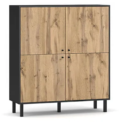 Produktbild von Highboard Bospe Kommode 120 cm schwarz wotan eiche (18349)