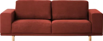 Zdjęcie produktu dla BELIANI Sofa czerwona trzyosobowa tapicerowana kanapa do salonu vintage retro drewniane nogi