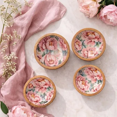 Produktbild von Servierschalen mit Rosen-Design, Snackschalen 4er Set in 17 cm
