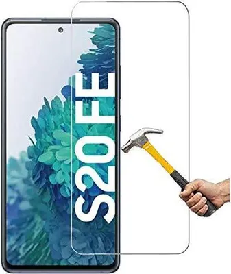 A smartphone screen protector is shown with a hammer about to strike it, demonstrating its durability.