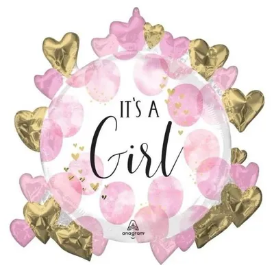 Obrázek produktu pro Fóliový balón Baby Girl Pink Watercolor 76 x 76 cm – Anagram