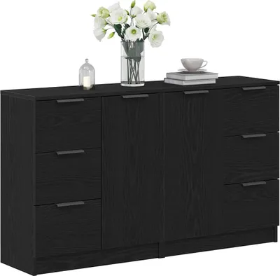 Immagine prodotto di Credenza vidaXL nera effetto rovere 120 x 30 x 70 cm in materiale derivato dal legno