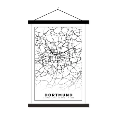 Produktbild von MuchoWow® Textilposter Dortmund - Karte - Stadtplan 120x180 cm mit schwarzem Rahmen - Fotos
