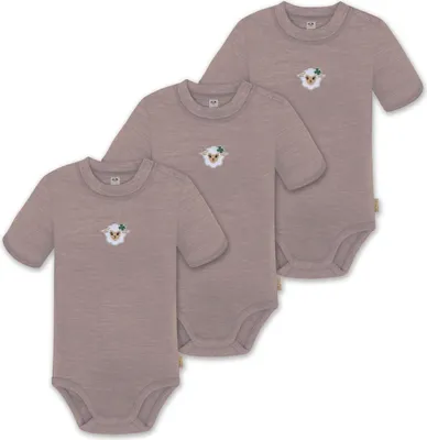 Produktbild von normani 3er Set Baby Kurzarm Body aus Wolle mit Druckknopf