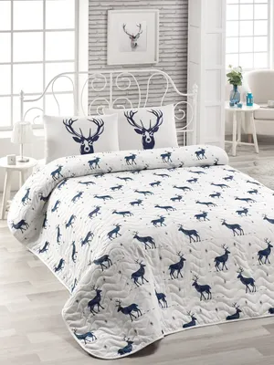 Produktbild von L'Essentiel Linge de Maison, Geyik - Dark Blue, Gestepptes Tagesdecken-Set für King-Size-Betten (FR), Dunkelblau, 65 % BAUMWOLLE / 35 % POLYESTER, 240 x 220 cm