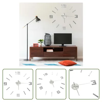 Produktbild von The Living Store 3D-Wanduhr Modernes Design Silbern 100 cm XXL