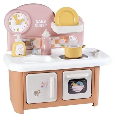 Obrázok produktu pre Smoby Baby Nurse: Kuchynka pre bábiky, hračka na hranie, vhodná od 18 mesiacov, s umývačkou, sporákom a príslušenstvom