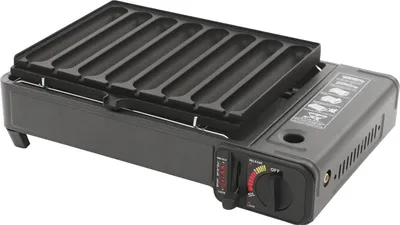 Produktbild von Tragbarer Tisch-Gasgrill - Campinggrill - 42x26x11 cm - Antihaft, leicht zu reinigen - Fettauffangschale - Für Camping und Picknick - Butan 220/250 g & LPG - Schwarz