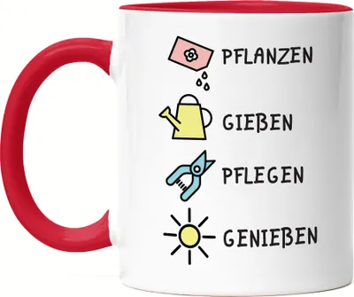 Produktbild von Pflanzen Gießen Pflegen Genießen Tasse Rot Hobby-Gärtner Pflanzen Garten Blumen Geschenkidee