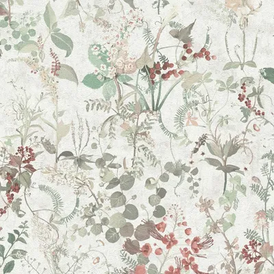 Immagine prodotto di Profhome 388252-GU Carta da parati in tessuto non tessuto floreale opaco bianco rosso verde oliva beige 5,33 m2