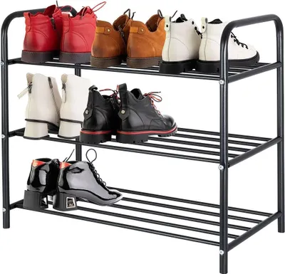 Zdjęcie produktu dla Trzypoziomowa półka na buty z czarnego metalu