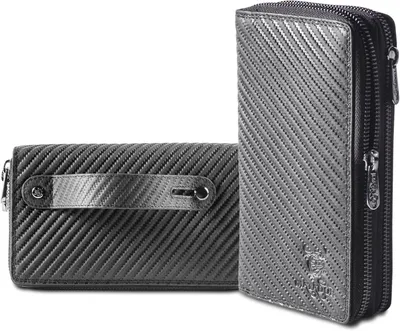 Produktbild von Herren Geldbörse Leder schwarz RFID Schutz großes Portemonnaie 26 Kartenfächer Münzfach Geschenkbox hochwertig elegant Wallet für Alltag