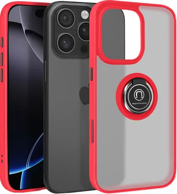 Produktbild von Avizar, Handyhülle für Apple iPhone 16 Pro Metallring, Video-Halterung, Rot