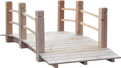 Produktbild von Outsunny Gartenbrücke Teichbrücke Holzsteg Holzbrücke Zierbrücke mit Geländer