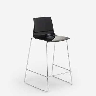 A black bar stool on a white background.