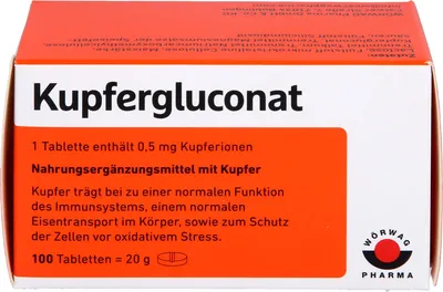 Zdjęcie produktu dla WÖRWAG Pharma Tabletki glukonianu miedzi, 100 tabletek