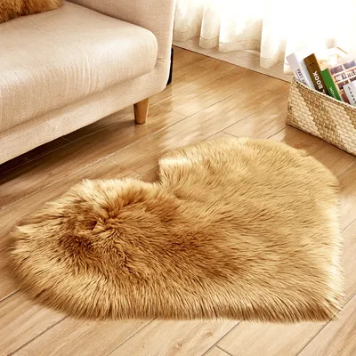 Zdjęcie produktu dla Dywan z wysokim włosiem Heart Dywan z długim włosiem shaggy do salonu sypialni, khaki, 70x90cm