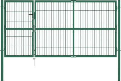 Immagine prodotto di Cancello da giardino con paletti 350 x 140 cm in acciaio verde