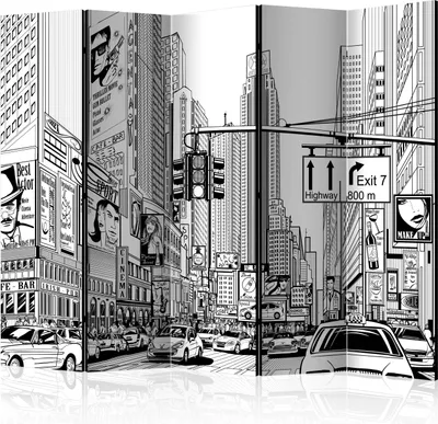 Produktbild von 5-teiliger Doppelseitiger Vlies Paravent - Street in New York city II 225x172 cm Städte d-C-0127-z-c
