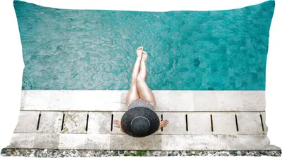 Produktbild von MuchoWow® Zierkissen Sofakissen Wohnzimmer Dekokissen 50x30 cm Wasser - Tropisch - Pool - Wohnzimmerdekoration - Polster mit Photo
