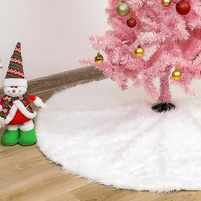 Produktbild von Jayseuw Weihnachtsbaumdecke Baumdecke Christbaumdecke Ø 122 cm weiß Weihnachtsbaumdecke, flauschiger Stoff