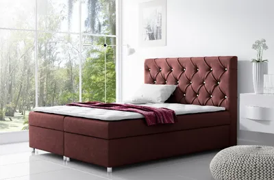 Obrázok produktu pre Čalúnená posteľ s úložným priestorom Vivien vínová 200 x 200 + topper zdarma