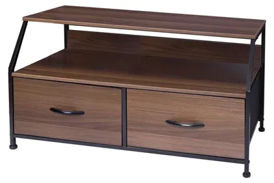 Productafbeelding van Commode/dressoir, walnootlook, met 2 lades van vlies, afmetingen 93x39x48,5 cm