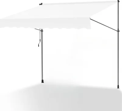 Zdjęcie produktu dla Markiza zaciskowa Aopunly 250 x 120 cm – markiza balkonowa z regulacją wysokości i korbą ręczną, osłona przeciwsłoneczna bez konieczności wiercenia, na taras i balkon, kolor kremowy