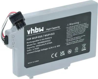 Produktbild von vhbw Akku kompatibel mit Nintendo WUP-010 Gamepad Controller (2450 mAh, 3,7 V, Li-Ion)