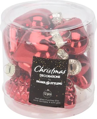 Produktbild von Weihnachtsschmuck-Set aus Glas 12 Stück, ø 4 cm, glänzend rot