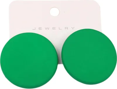 Produktbild von 1 Paar Ohrstecker, Bonbonfarben, geometrisch, Sprühfarbe, Piercing, schlicht, für Damen und Mädchen, große runde Ohrstecker, Modeschmuck, Geschenk für Freundinnen-Grün