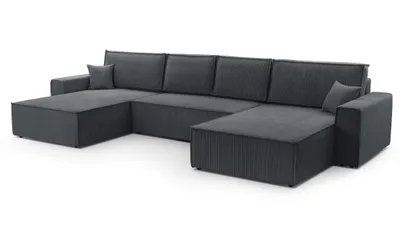 Produktbild von AX LIVING Grau Sofa U Form mit Schlaffunktion – Cedria U Wohnlandschaft 389 cm