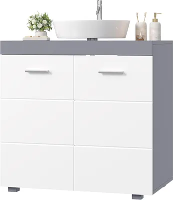 Immagine prodotto di Mobiletto sotto lavabo - Armadietto da bagno - Contenitore per il bagno - Ripiani regolabili - 60 x 31 x 60 cm - Grigio