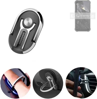 Produktbild von K-S-Trade 3in1 Smartphone-Ring Handy-Ring kompatibel mit Oukitel WP20 Fingerhalterung  Handyring Tischständer Lüftungsgitter-Halterung Tisch