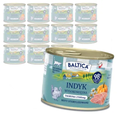 Zdjęcie produktu dla Baltica Smaki Regionów Indyk 12x185g Bezzbożowa Mokra Karma Dla Kotów Sterylizowanych