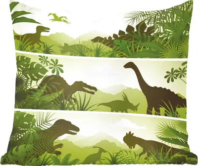 Produktbild von MuchoWow® Zierkissen Sofakissen Wohnzimmer Dekokissen 45x45 cm Dinosaurier - Dschungel - Illustration - Kinder - Kind - Schlafpolster - Polster für das Sofa