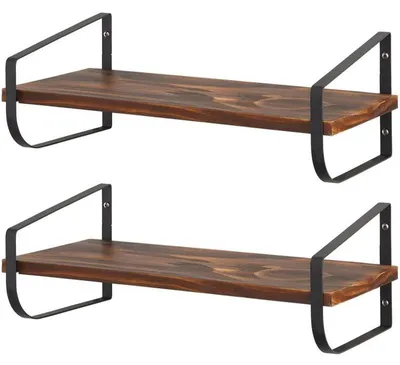 Produktbild von mDesign Wandregal Schweberegal Holz Metall Schwarz Bad Küche Regal