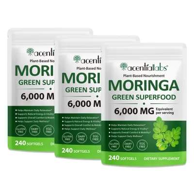 Produktbild von Moringa Blattpulver Softgels Kapseln  6000mg Hochdosiert Vegan Glutenfrei, 3x 240 Kapseln