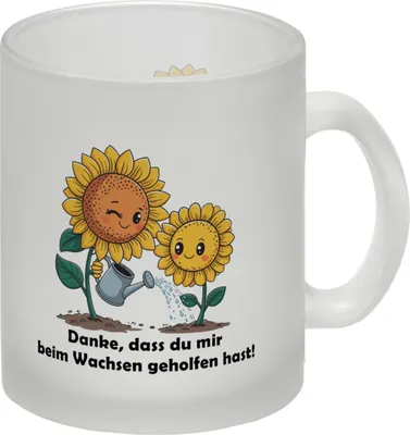 Produktbild von Danke - Sonnenblumen Glas Tasse