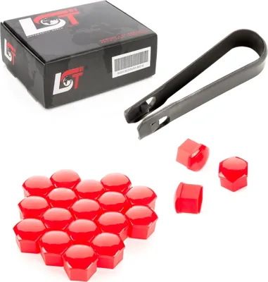 Produktbild von 20x Radschrauben Abdeckkappen Radschraubenkappen 17mm rot Glanz für AUDI PORSCHE