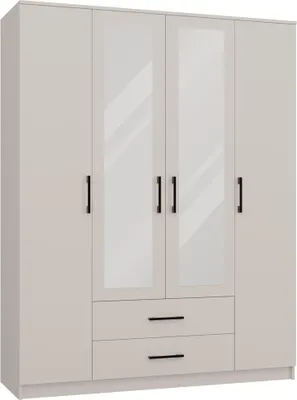 Zdjęcie produktu dla Duża szafa ROMANA 160 Lustro z lustrami i 2 szufladami | Kaszmir | 205x160x52 cm