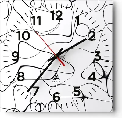 Produktbild von Wanduhr - Quadrat - Glasuhr - Linie nichts Muster - 40x40cm - Schleichendes Uhrwerk - Lautlos - zum Aufhängen bereit - Dekoration Modern - Wanddekoration aus Glas - C4AC40x40-5054